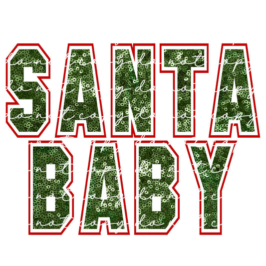Faux Sequin Santa Baby PNG / Digital Download / Instant Download